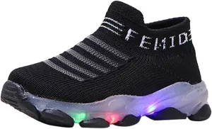 Soft Non Slip Light Up Sneaker for Toddler Baby Boys Girls Outdoor Indoor Loafers Cozy Breathable Letter Print Shoes