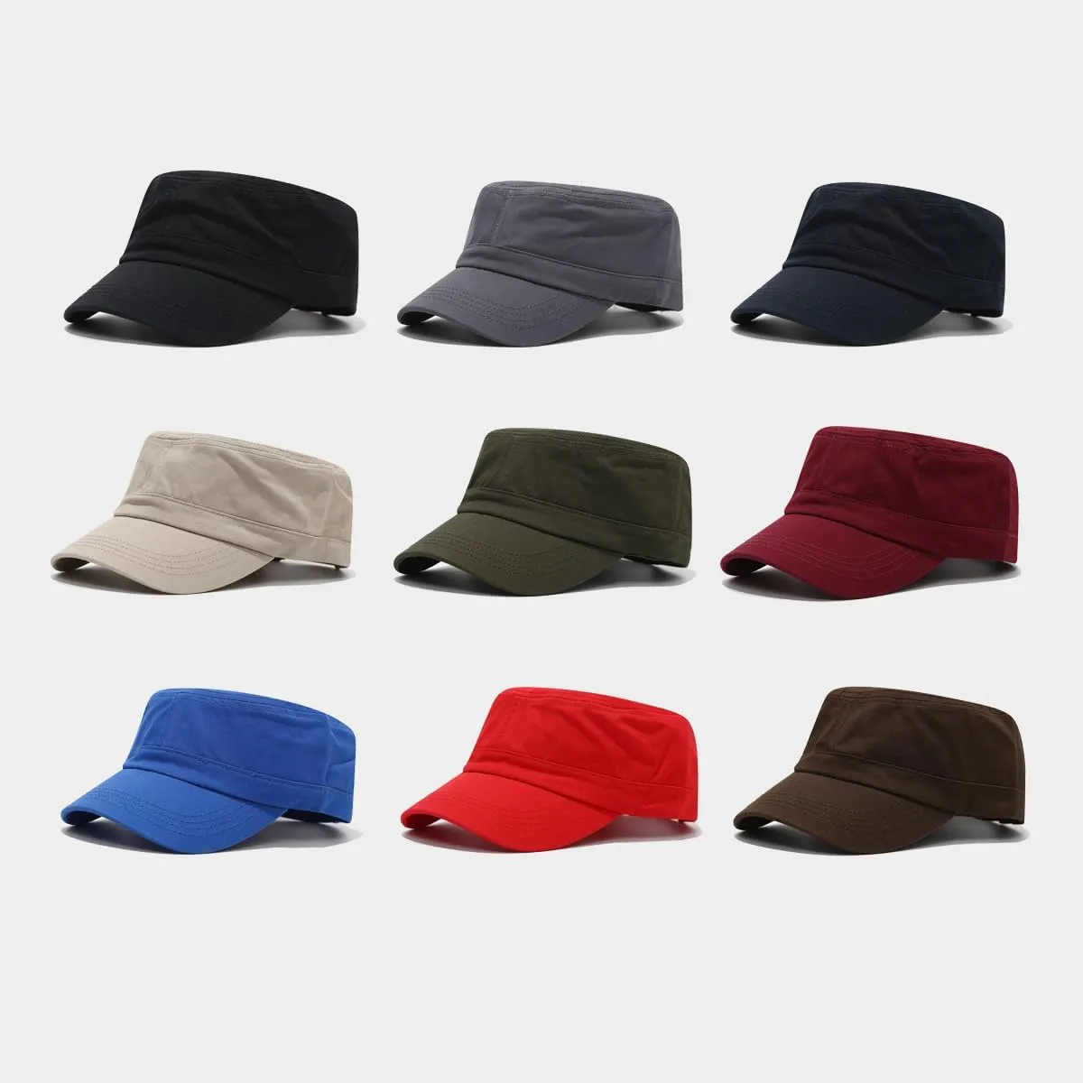 Solid Cotton Flat Top Baseball Hat Military Cadet Army Caps Unisex Outdoor Activities Army Hat Cap