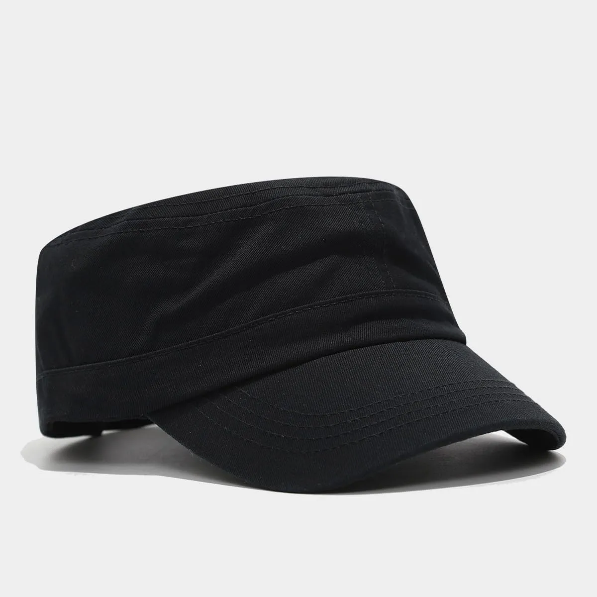 Solid Cotton Flat Top Baseball Hat Military Cadet Army Caps Unisex Outdoor Activities Army Hat Cap