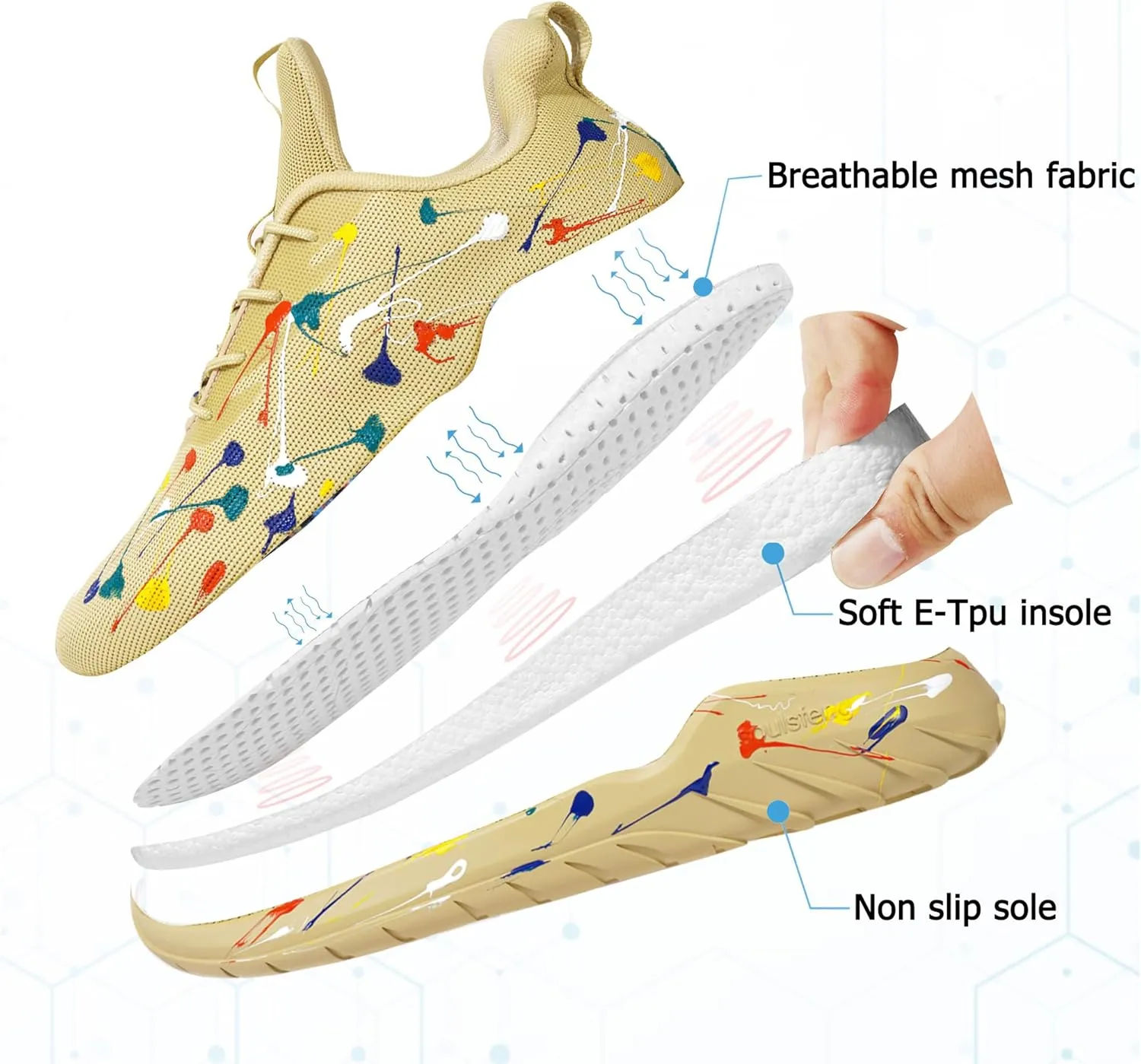Soulsfeng Kids Tennis Shoes Lightweight Breathable Boys Running Shoe Fashion Walking Sneakers for Girls (Little Kid/Big Kid)