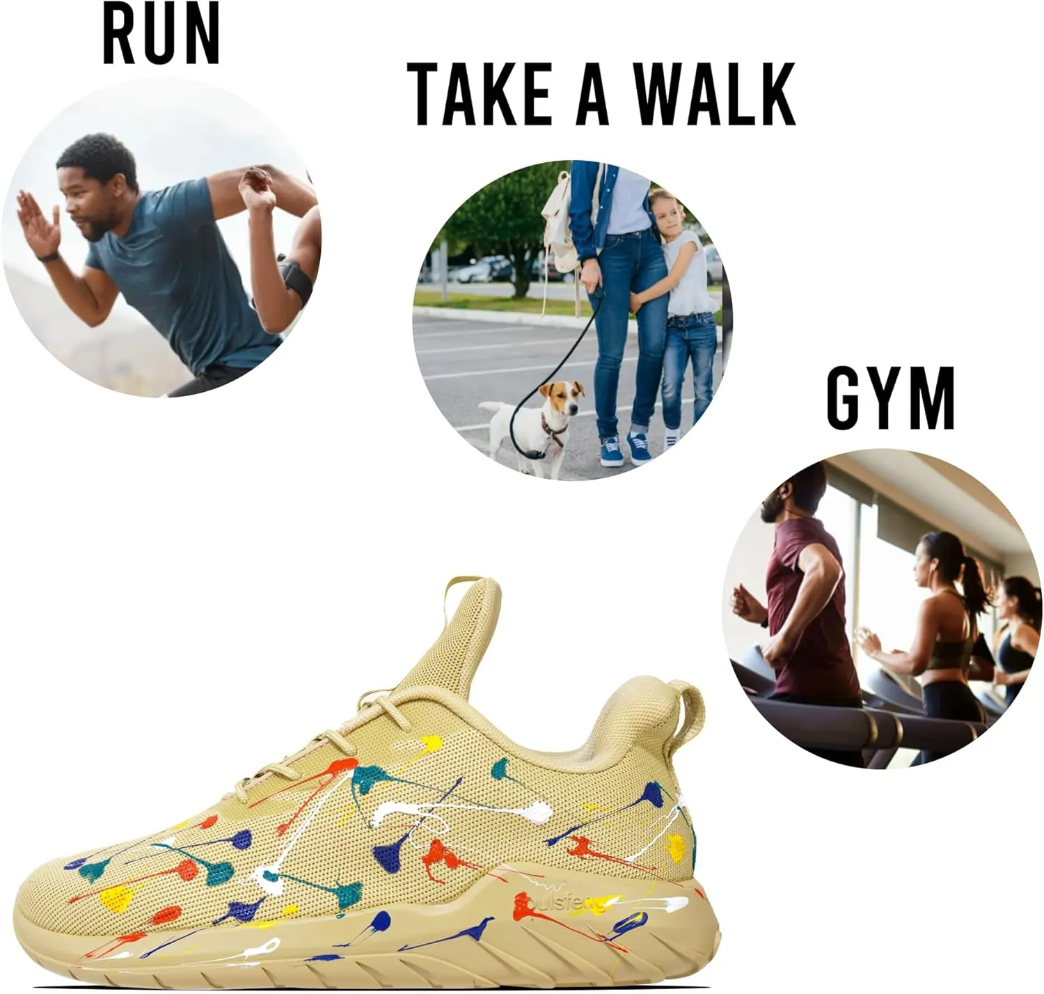 Soulsfeng Kids Tennis Shoes Lightweight Breathable Boys Running Shoe Fashion Walking Sneakers for Girls (Little Kid/Big Kid)