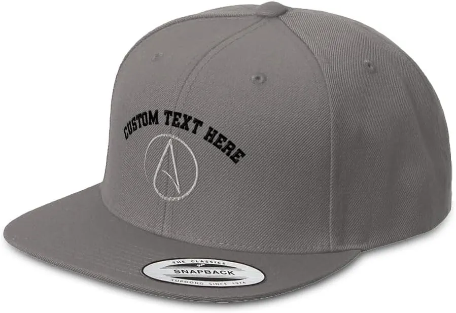 Speedy Pros Snapback Hat for Men Flat Brim Hats Atheism Symbol Silver Embroidered Flat Bill Hat Acrylic