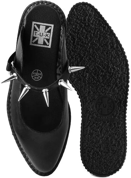 Spike Strap Pointed Mule Shoes