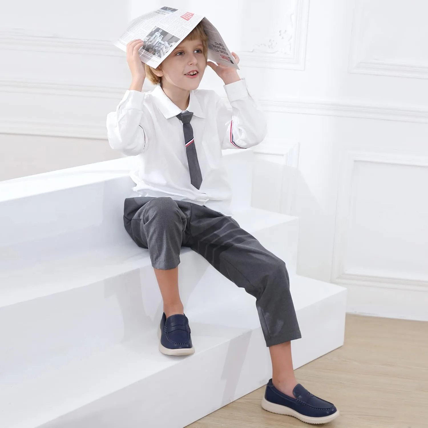 starmerx Boys Loafers Kids Casual Slip On School Shoes Girls Moccasin