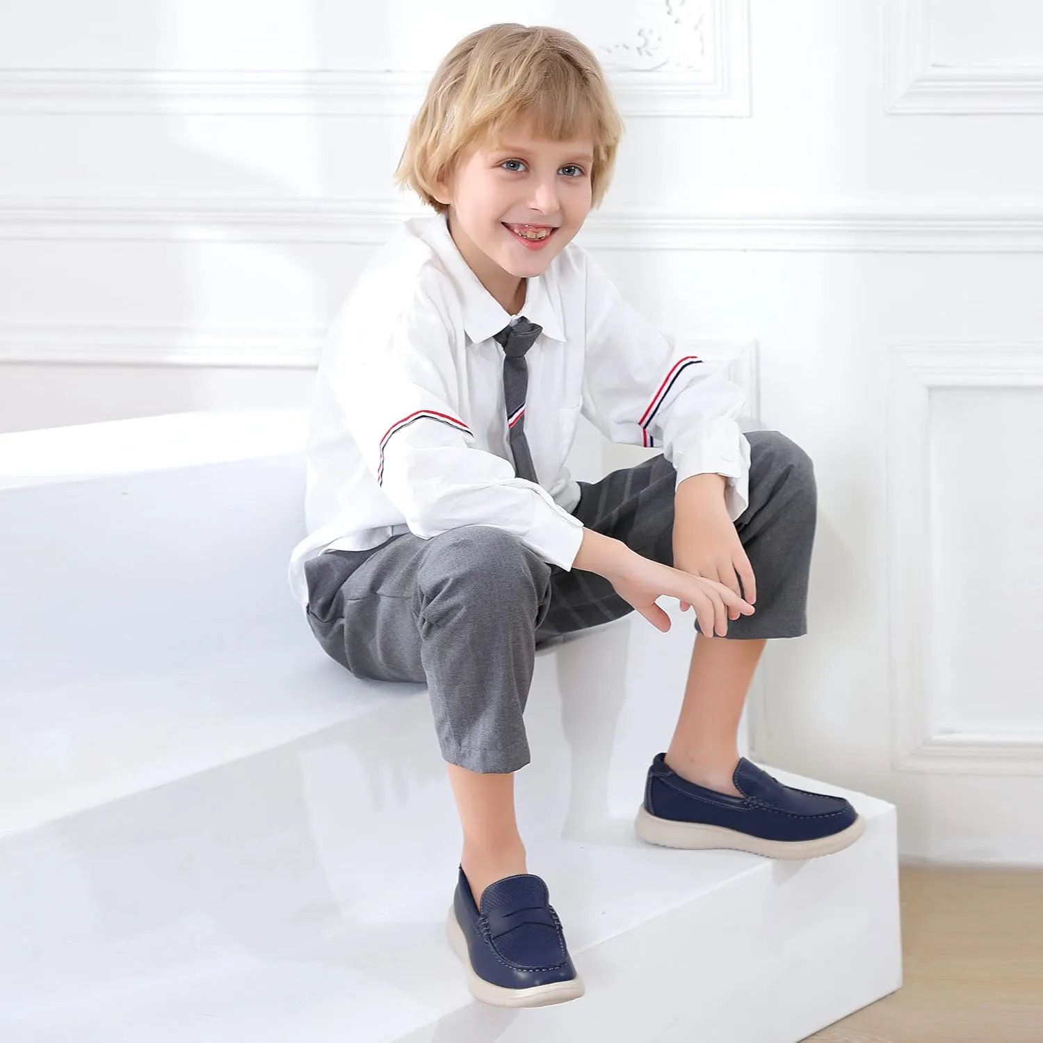 starmerx Boys Loafers Kids Casual Slip On School Shoes Girls Moccasin