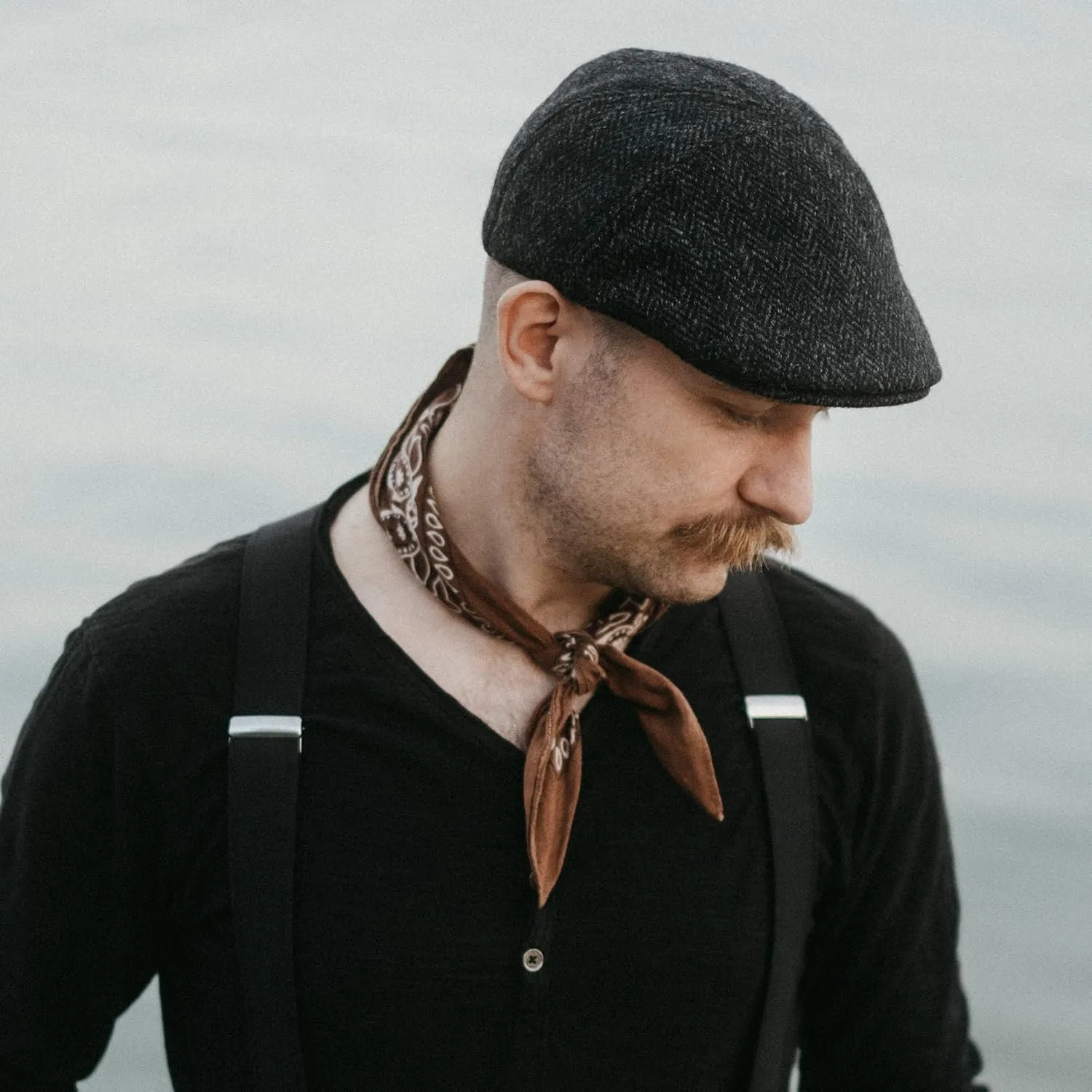 Sterkowski Ivy Five Scally Cap | Harris Tweed Flat Cap for Men and Women | Warm 5 Panels Newsboy Cap