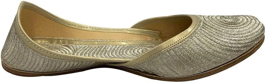 Stop n Style Ladies Gold Zari Work Punjabi Jutti Ethnic Mojari Handmade Rajasthani Gold Juti