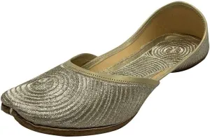 Stop n Style Ladies Gold Zari Work Punjabi Jutti Ethnic Mojari Handmade Rajasthani Gold Juti