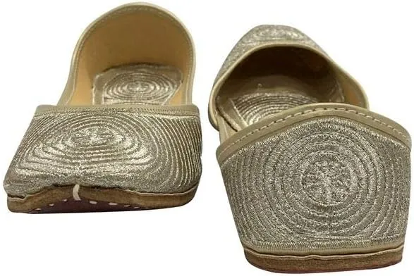 Stop n Style Ladies Gold Zari Work Punjabi Jutti Ethnic Mojari Handmade Rajasthani Gold Juti