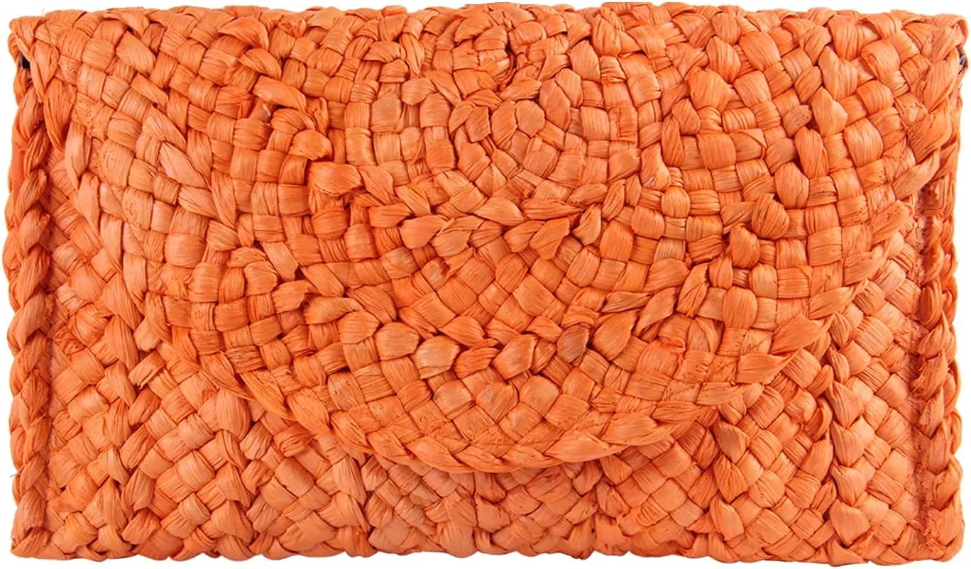 Straw Clutch Purses for Women Summer Beach Bags Envelope Woven Clutch Handbags