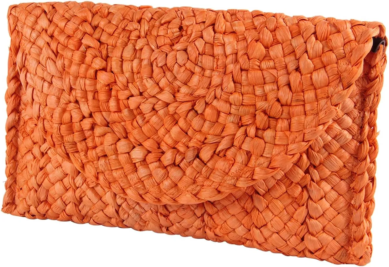Straw Clutch Purses for Women Summer Beach Bags Envelope Woven Clutch Handbags