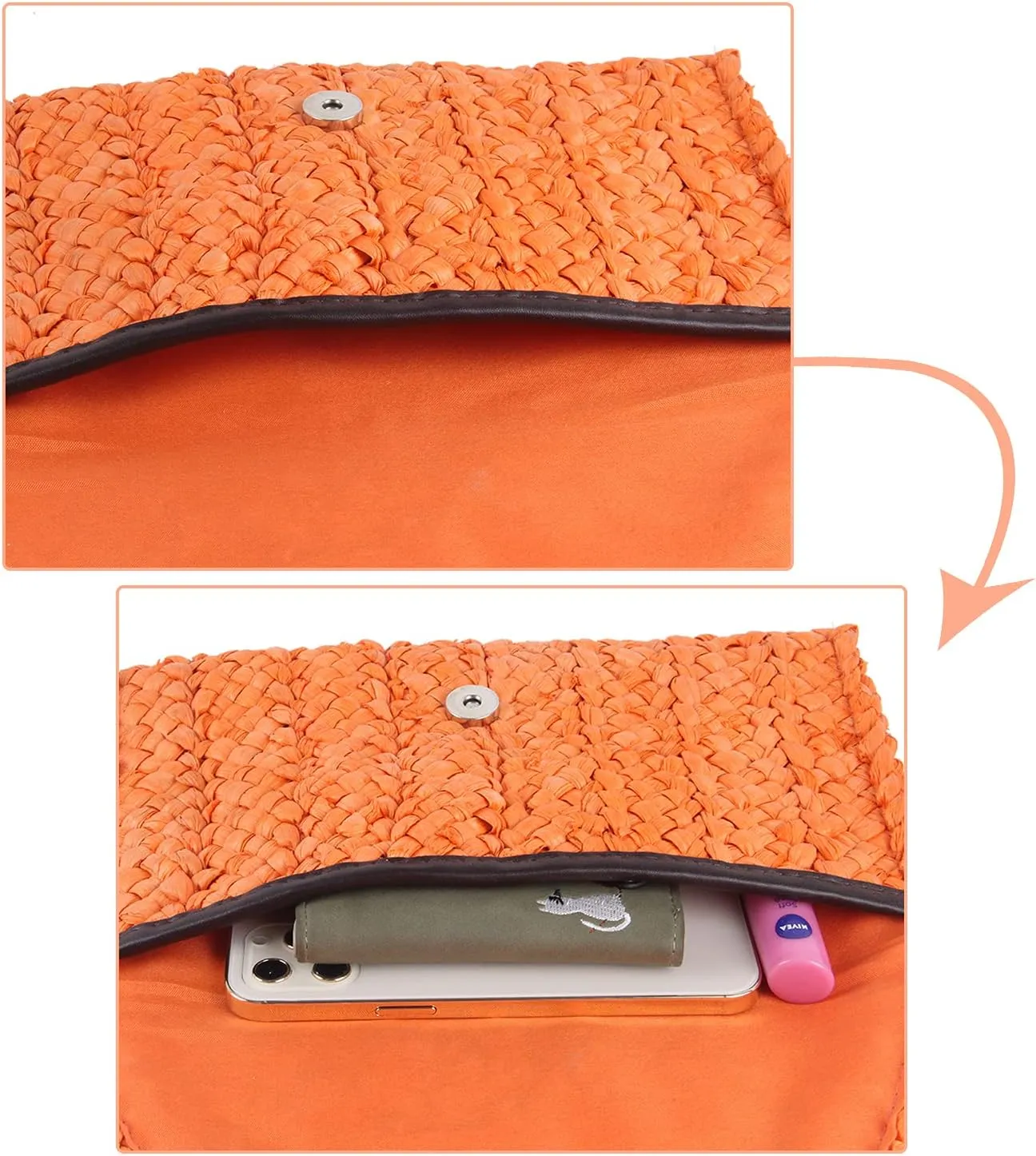 Straw Clutch Purses for Women Summer Beach Bags Envelope Woven Clutch Handbags