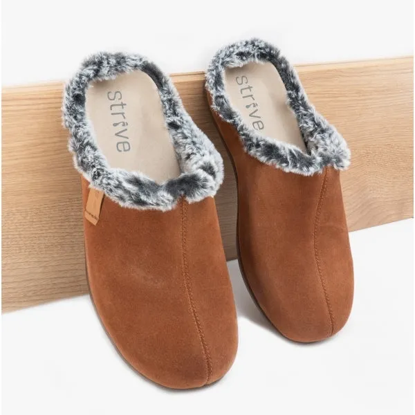 Strive LUXEMBOURG Mens Leather Mule Slippers Classic Tan