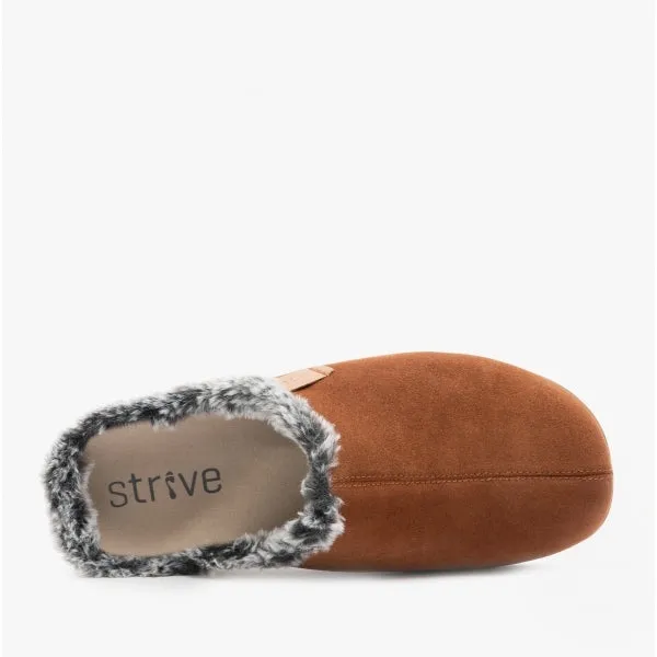 Strive LUXEMBOURG Mens Leather Mule Slippers Classic Tan