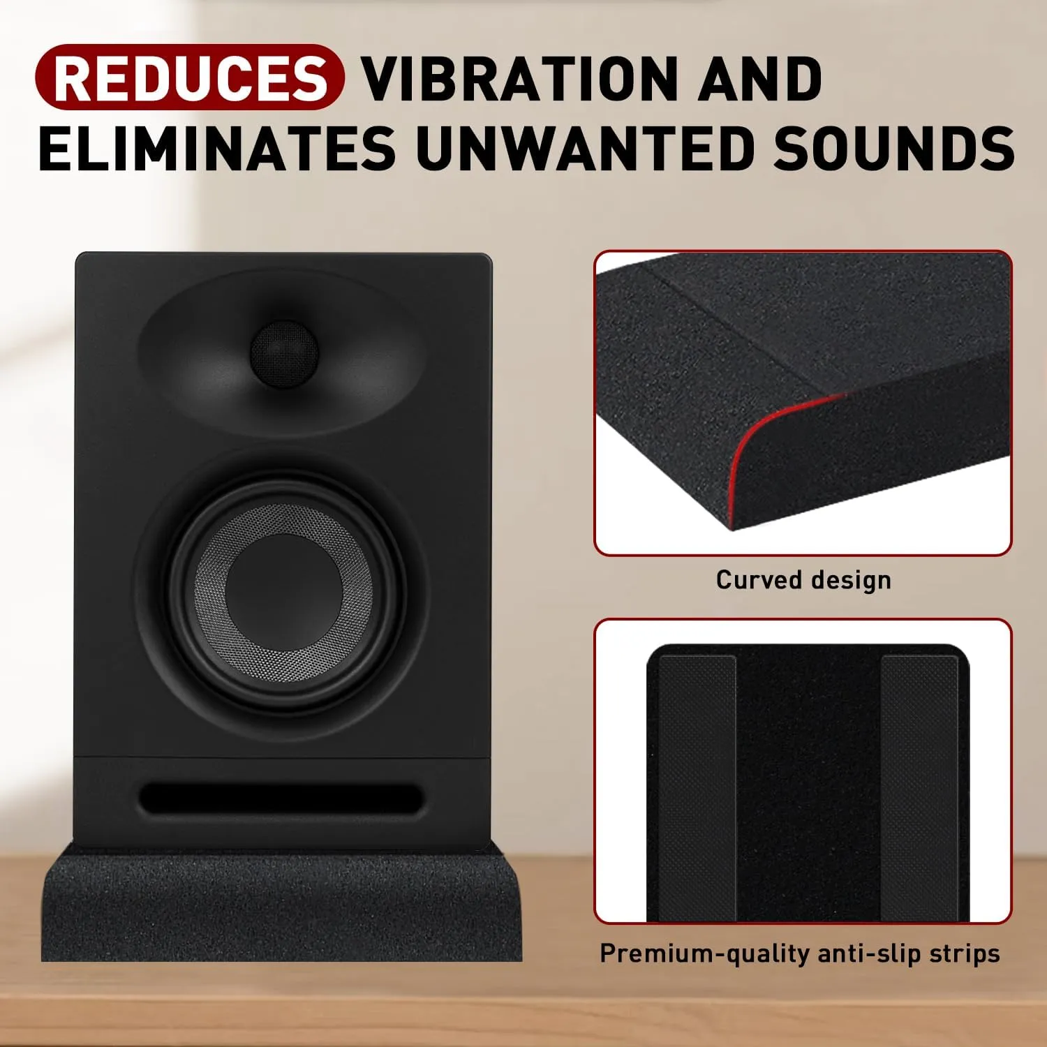 Studio Monitor Isolation pads for 5 Inches Monitors, 2 Pack High Density Acoustic Speaker Isolation Pads Foam