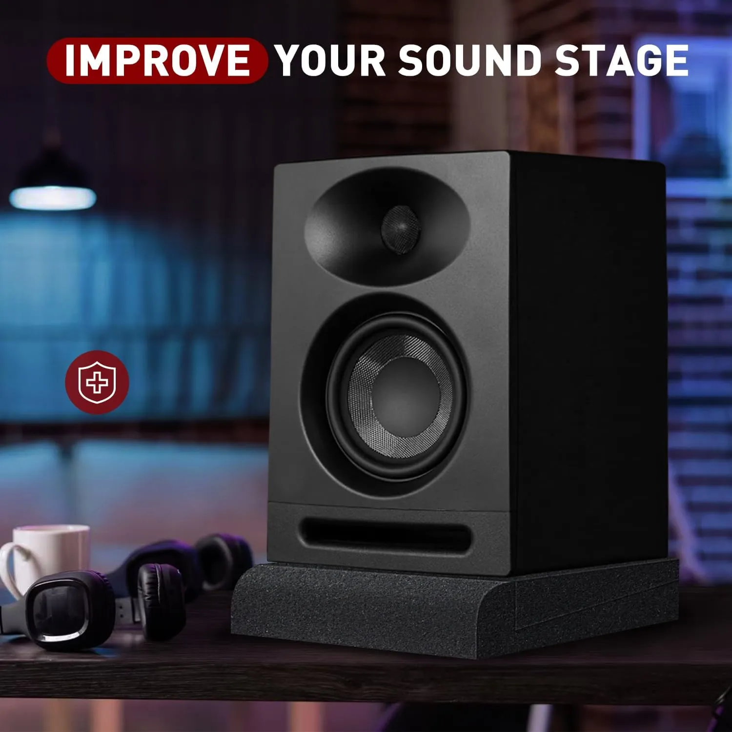 Studio Monitor Isolation pads for 5 Inches Monitors, 2 Pack High Density Acoustic Speaker Isolation Pads Foam