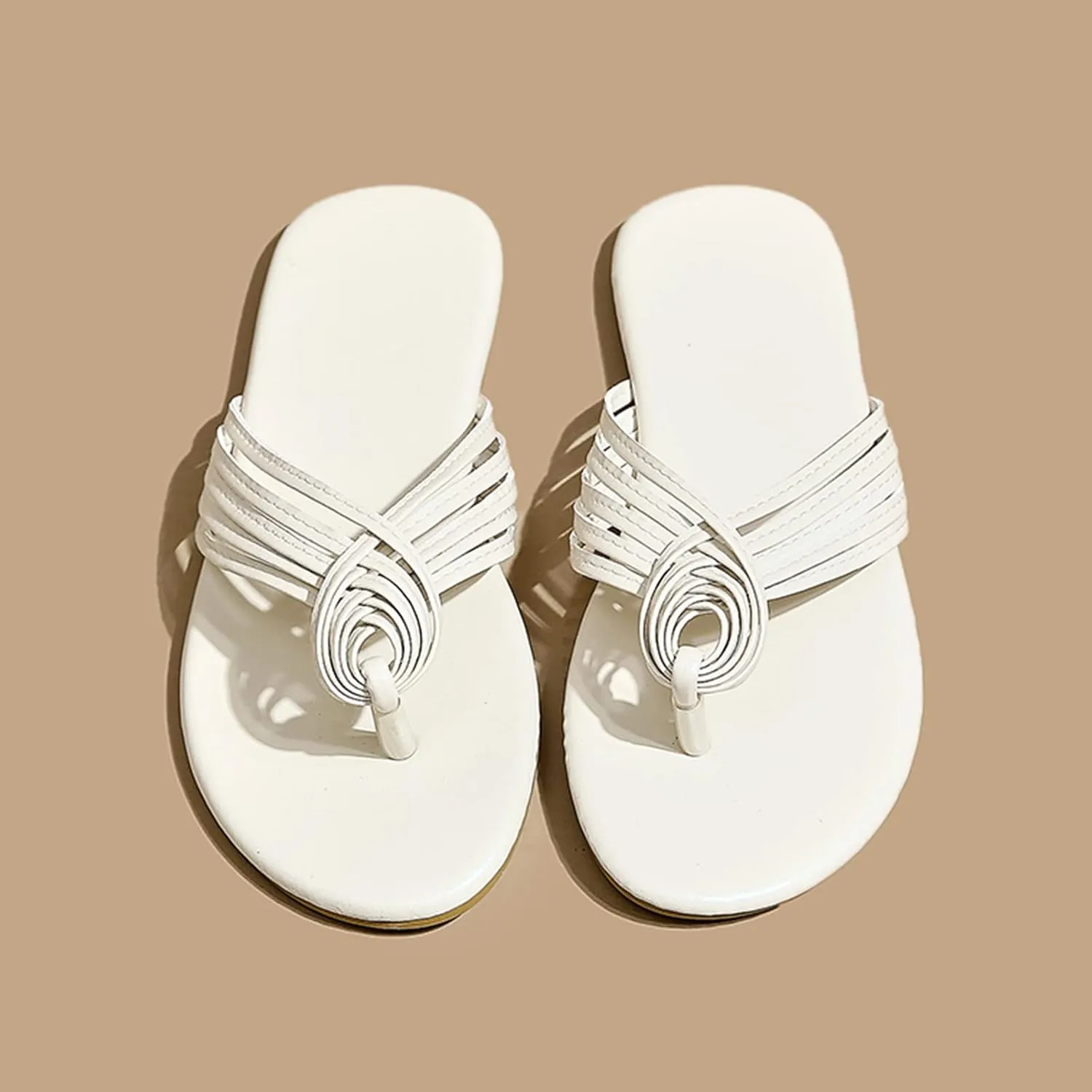 Stylish Beach Flat Flip Flops Women's Strappy Slides Summer Thong Sandals Comfortable Flat Slip-On Slippers Footwear
