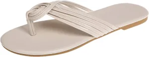 Stylish Beach Flat Flip Flops Women's Strappy Slides Summer Thong Sandals Comfortable Flat Slip-On Slippers Footwear