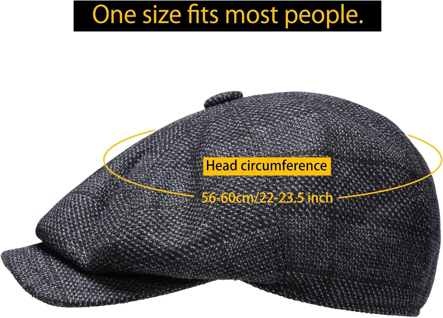 Sumolux Newsboy Cap for Men Wool Classic 8 Panel Vintage Gatsby Lvy Cabbie Hat Flat Beret Cap