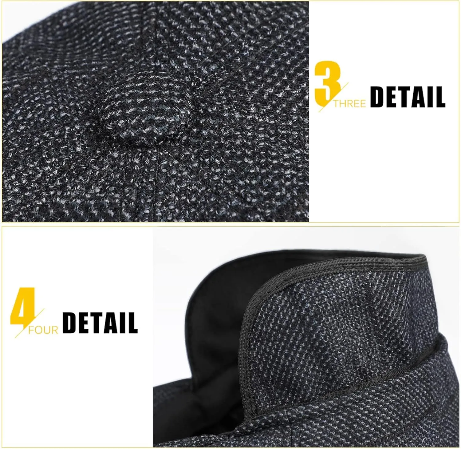 Sumolux Newsboy Cap for Men Wool Classic 8 Panel Vintage Gatsby Lvy Cabbie Hat Flat Beret Cap