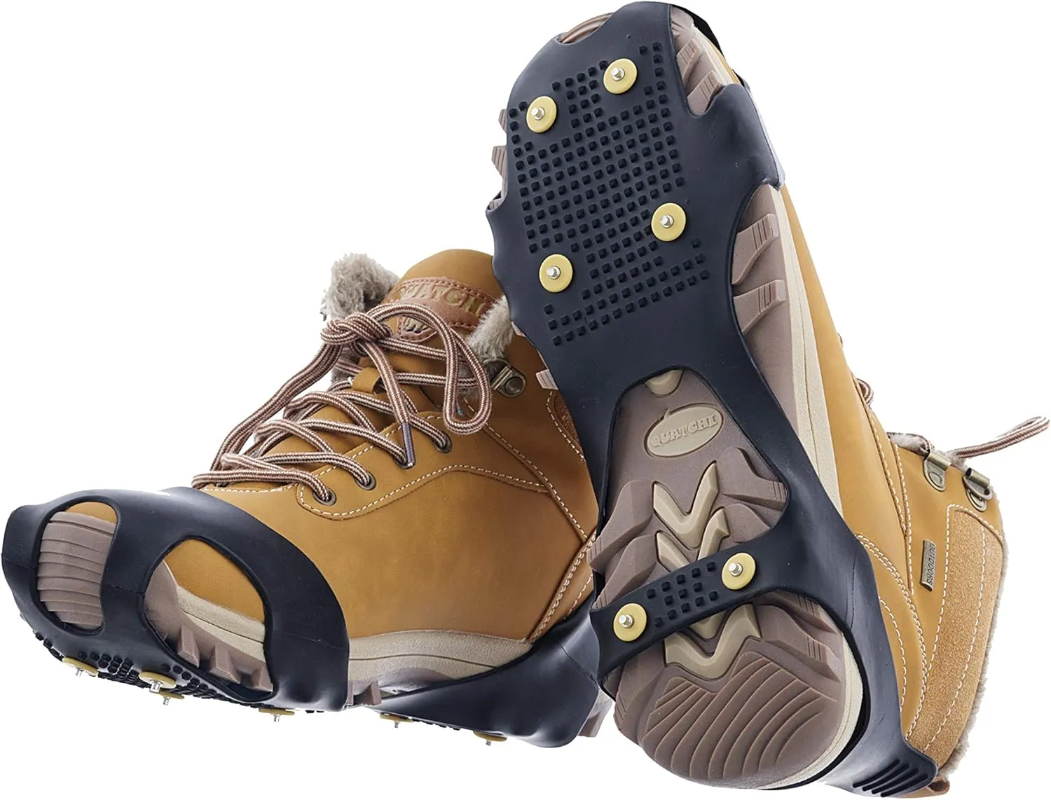 Superio Snow Ice Cleats Snow Grips Shoe and Boot Cleats Easy Slip-On Grip Rubber, 6 Anti-Slip Studs Protection, Hike or Walk Traction Cleat Rubber Spikes, Ice Snow Mud Teeth X Large