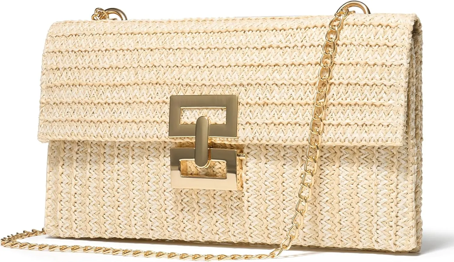 SWEETV Straw Purse Woven Beach Bag Summer Straw Clutch Purse Boho Crossbody Bags for Women Small Raffia Shoulder Bag