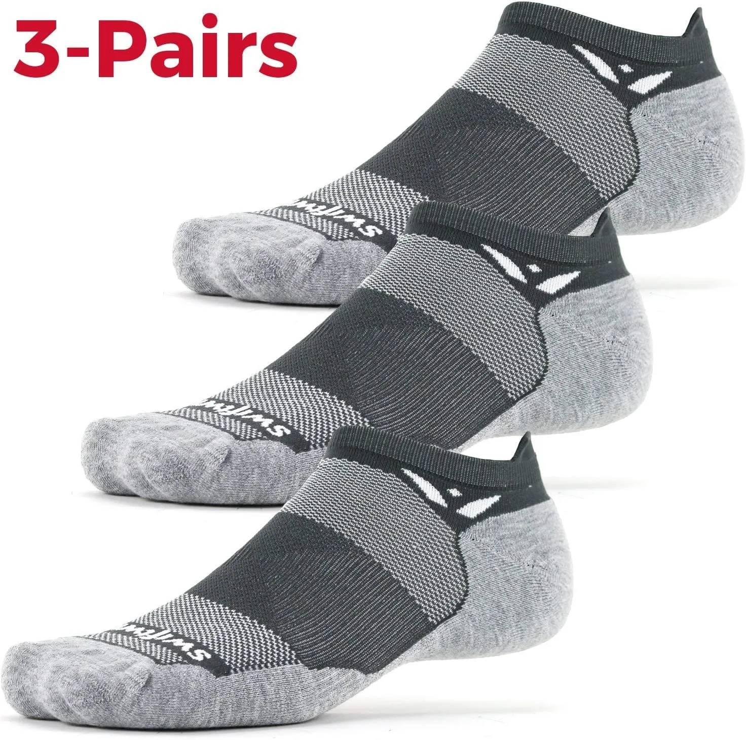 Swiftwick- MAXUS (3 Pairs) No Show Tab Running & Golf Socks, Maximum Cushion
