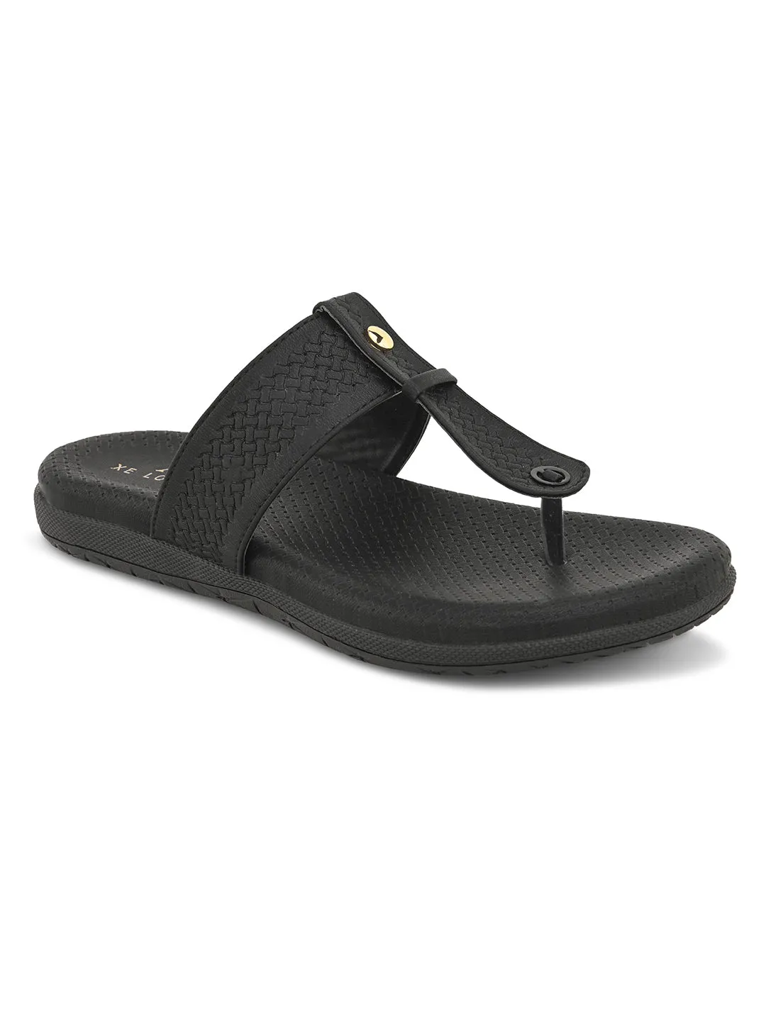 Synthetic Leather with Cushioned Sole, Slip-On Slippers