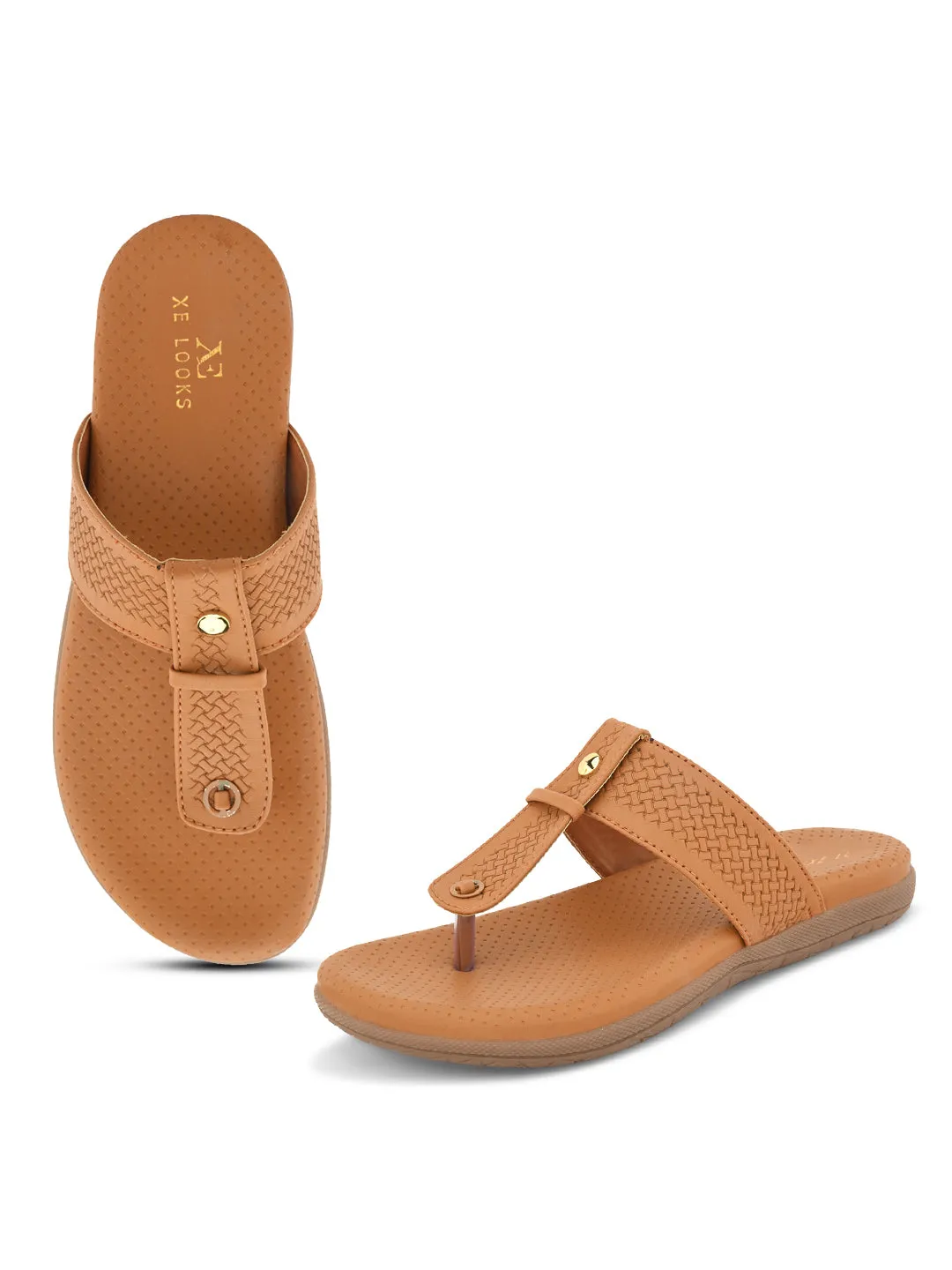 Synthetic Leather with Cushioned Sole, Slip-On Slippers