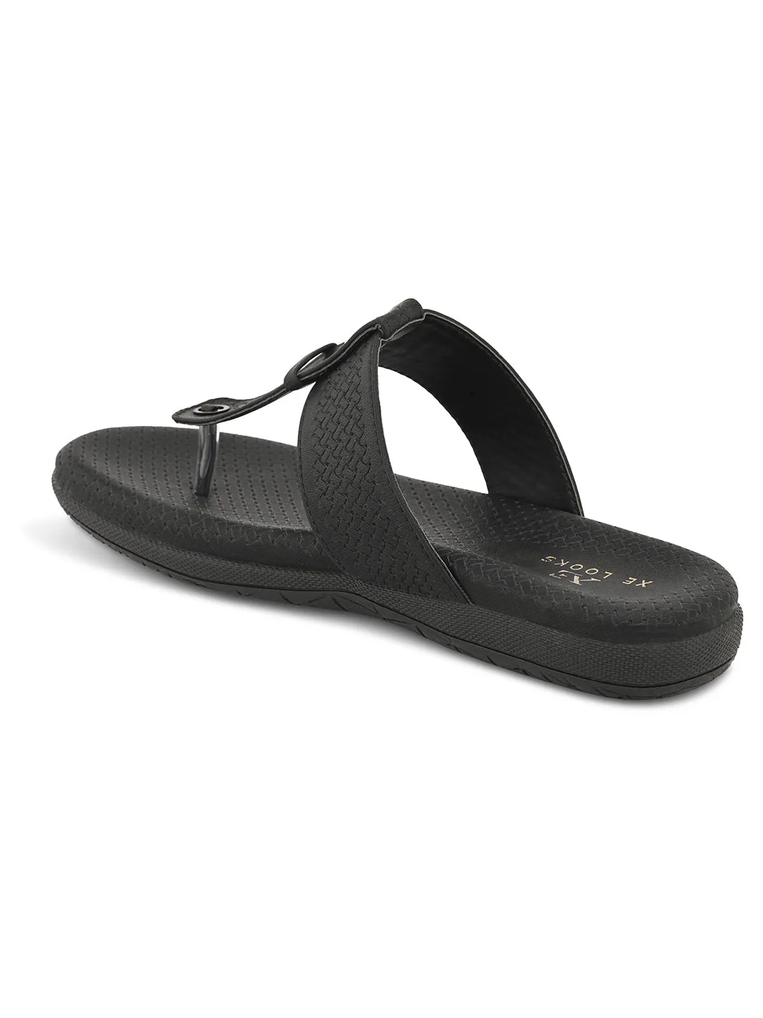 Synthetic Leather with Cushioned Sole, Slip-On Slippers