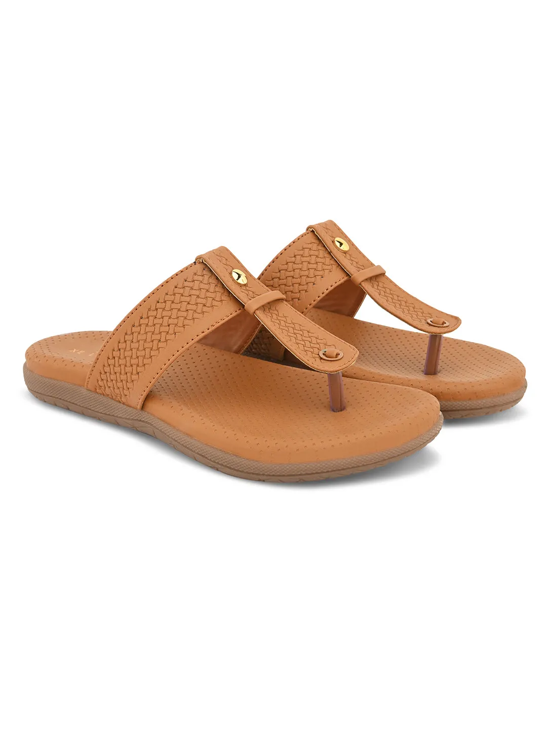 Synthetic Leather with Cushioned Sole, Slip-On Slippers