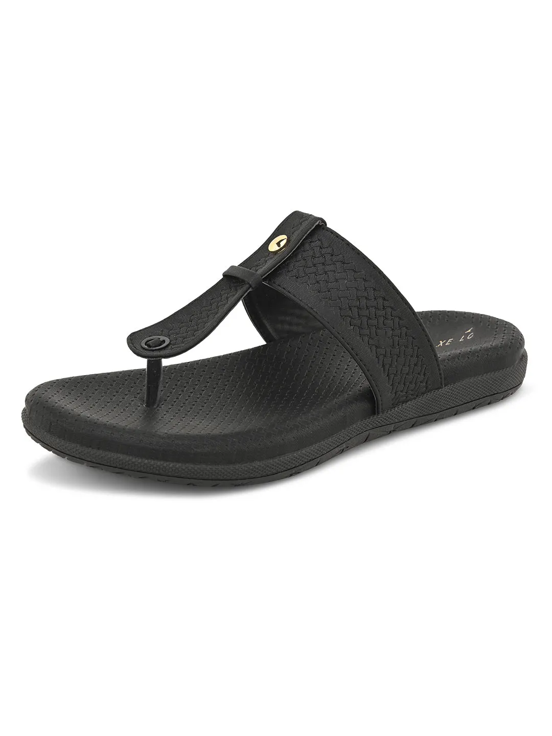 Synthetic Leather with Cushioned Sole, Slip-On Slippers
