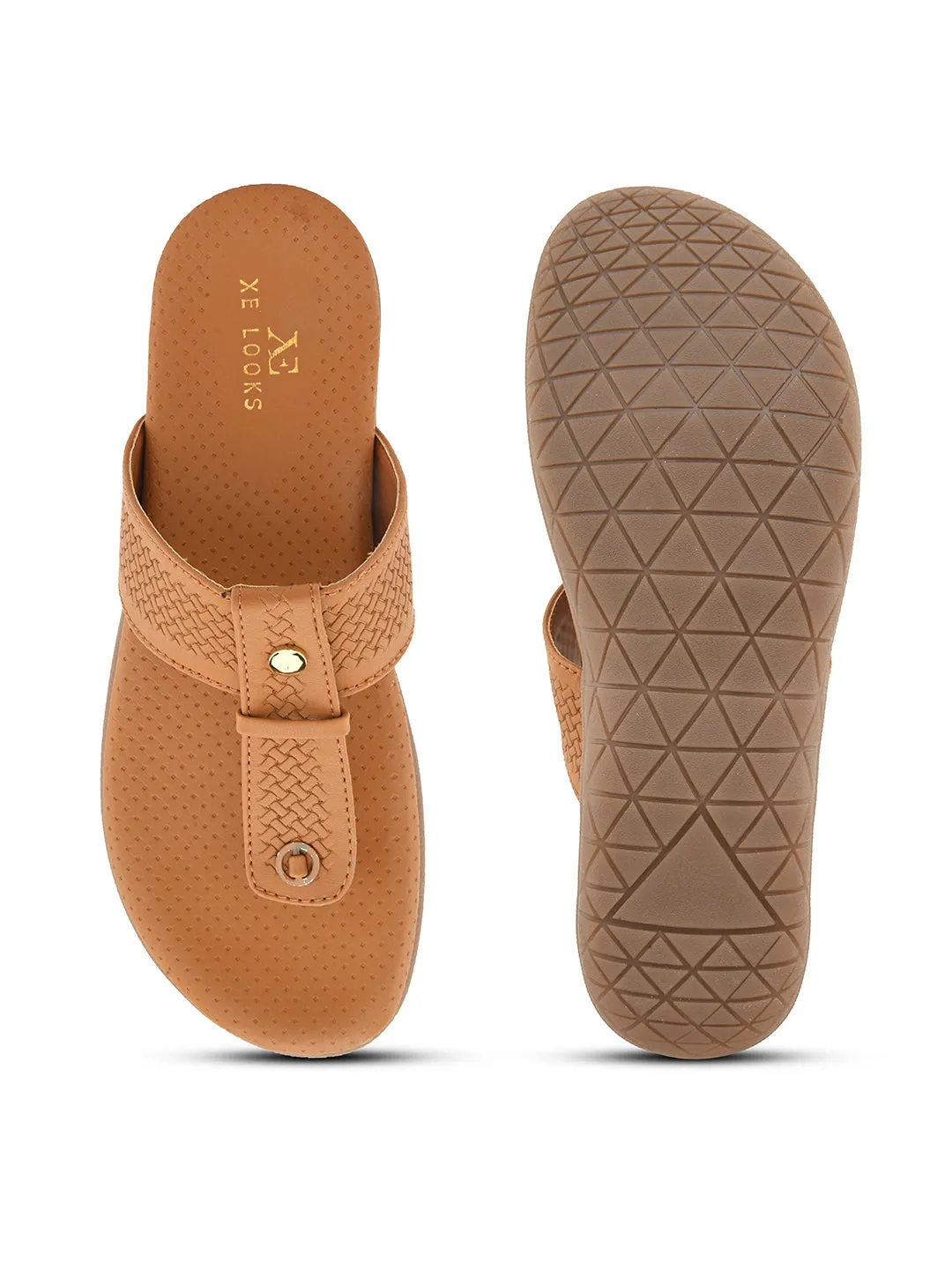 Synthetic Leather with Cushioned Sole, Slip-On Slippers