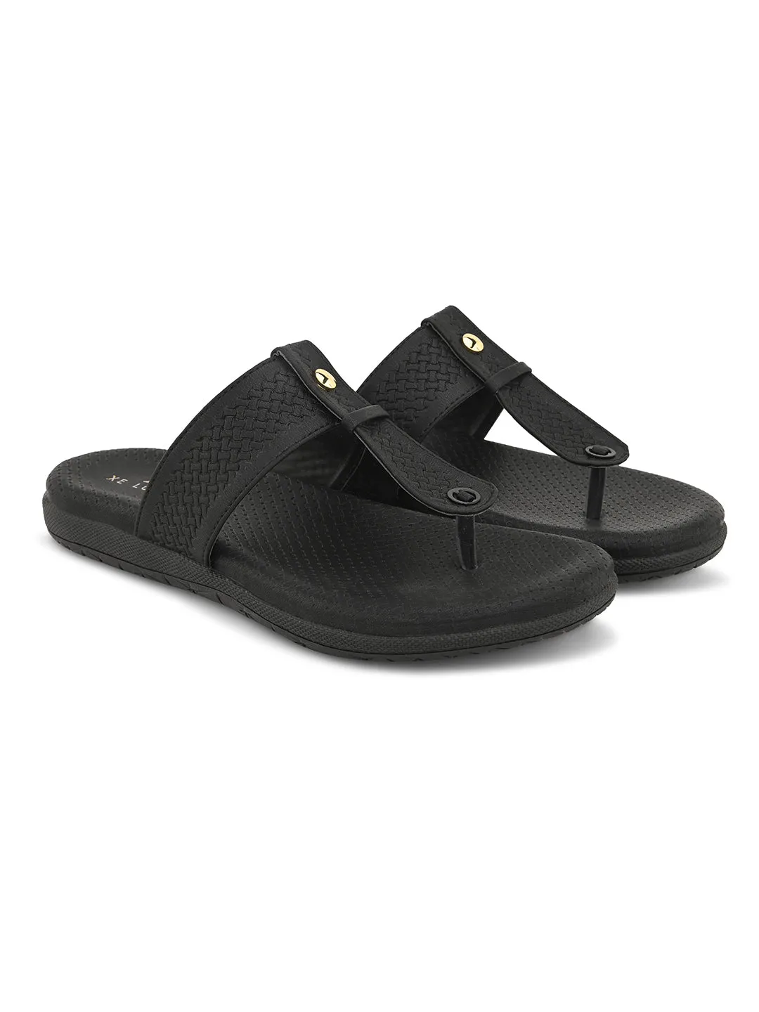 Synthetic Leather with Cushioned Sole, Slip-On Slippers