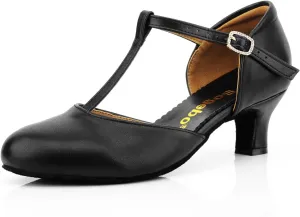 T-Strap Character Shoe for Women Salsa Latin Dance Heels Dress Pumps