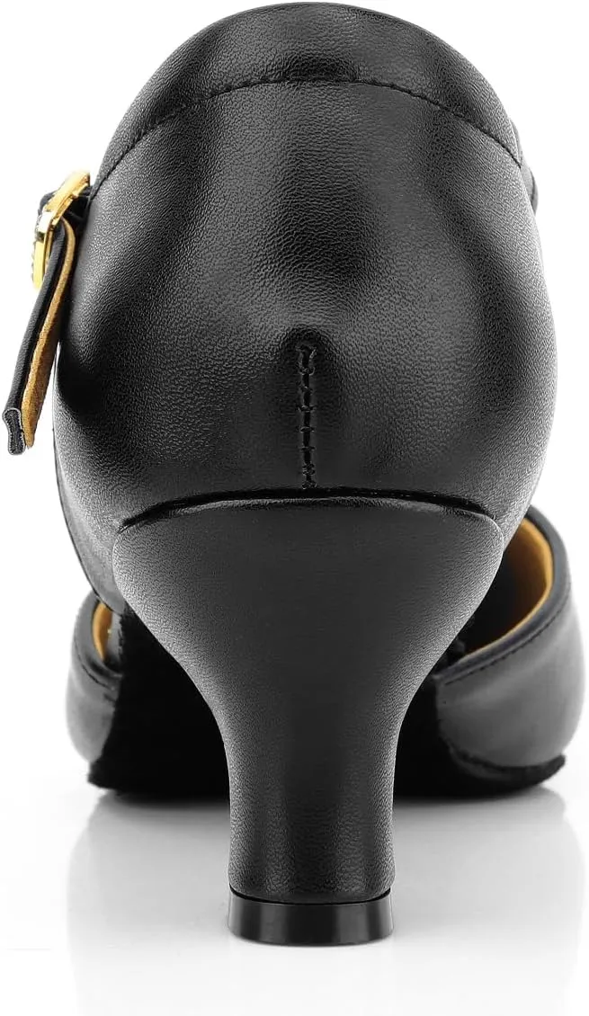 T-Strap Character Shoe for Women Salsa Latin Dance Heels Dress Pumps