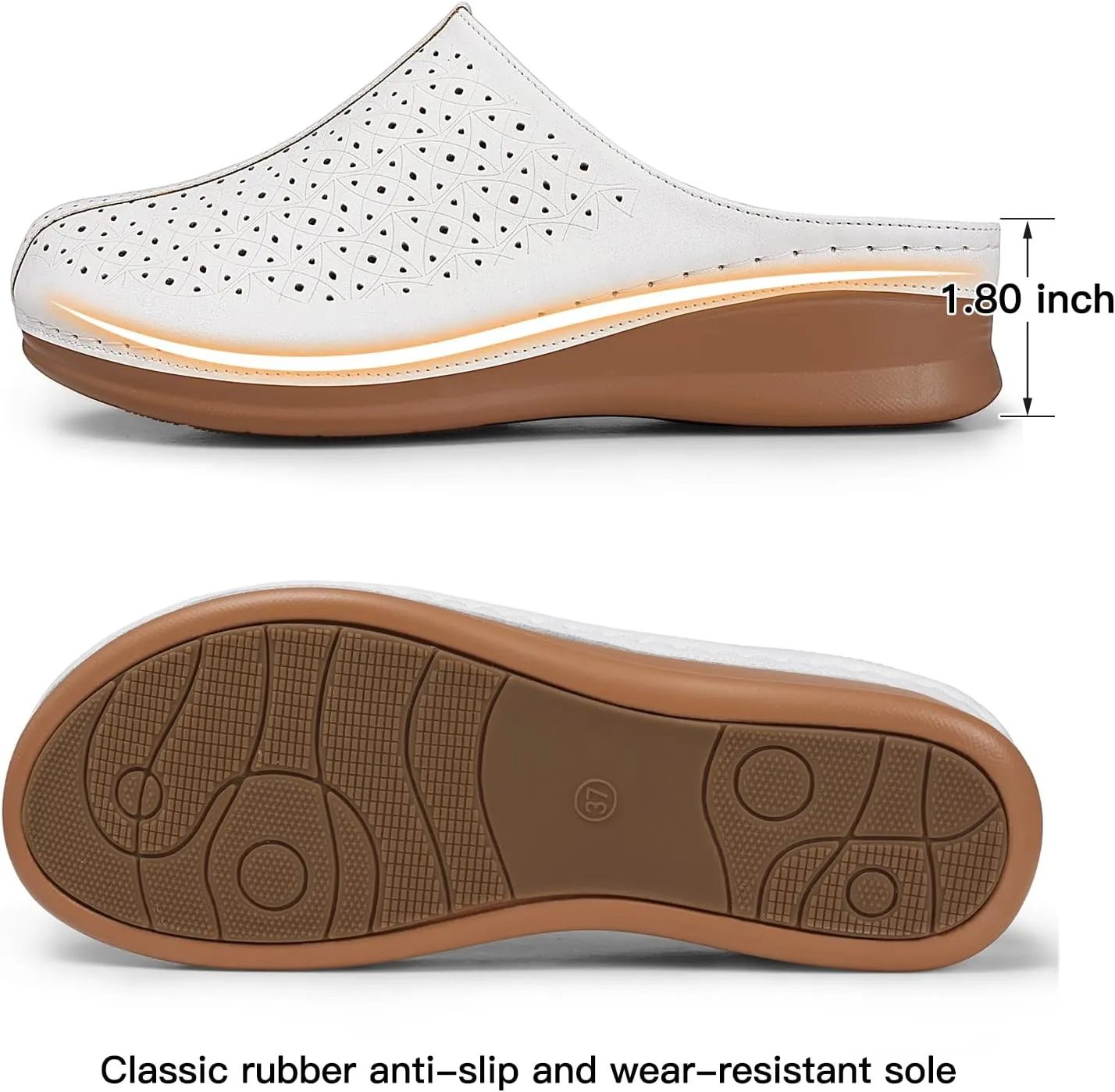 TEMOFON Clogs for Women Mules Slip on: Closed Toe Sandals, Summer Shoes Dressy, Comfortable Walking Wedge Clogs