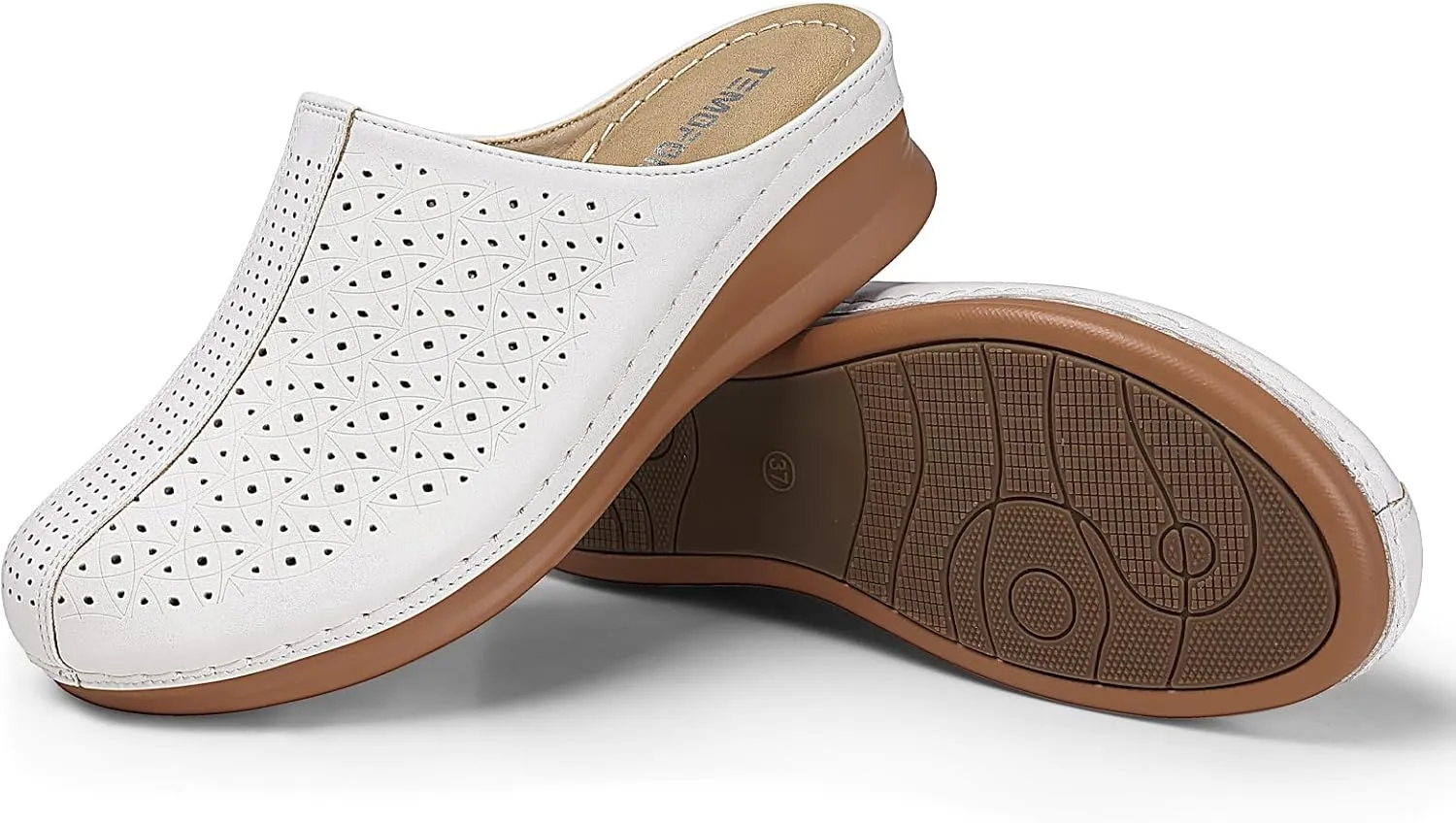 TEMOFON Clogs for Women Mules Slip on: Closed Toe Sandals, Summer Shoes Dressy, Comfortable Walking Wedge Clogs