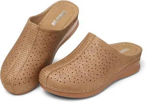 TEMOFON Clogs for Women Mules Slip on: Closed Toe Sandals, Summer Shoes Dressy, Comfortable Walking Wedge Clogs