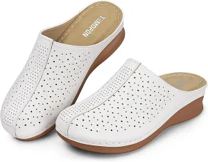 TEMOFON Clogs for Women Mules Slip on: Closed Toe Sandals, Summer Shoes Dressy, Comfortable Walking Wedge Clogs