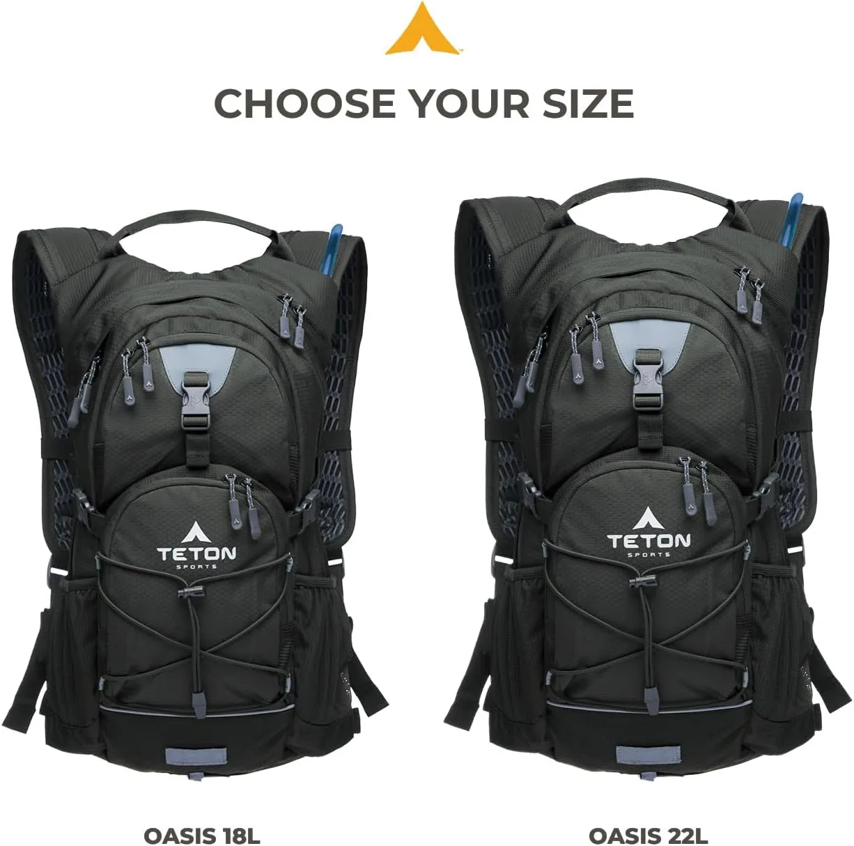 Teton Oasis Hydration Backpack – Lightweight Water Pack with Bladder for Hiking, Running, Cycling, Biking – 18L/22L Sizes – Sewn-in Rain Cover – Fits Men and Women