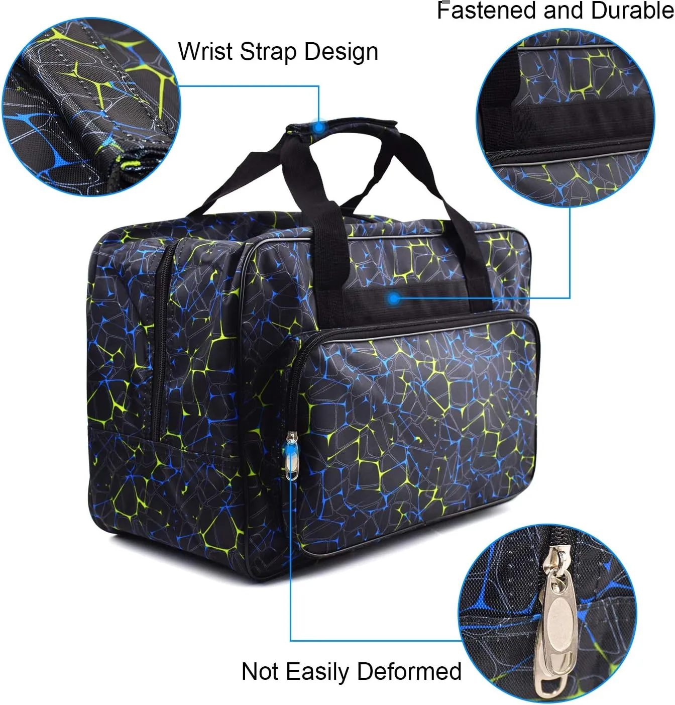 TLBTEK Black Sewing Machine Carrying Case,Universal Canvas Carry Tote Bag,Portable Padded Storage Dust Cover with Pockets for Sewing Machine