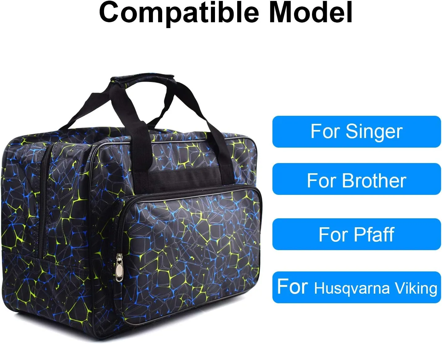 TLBTEK Black Sewing Machine Carrying Case,Universal Canvas Carry Tote Bag,Portable Padded Storage Dust Cover with Pockets for Sewing Machine