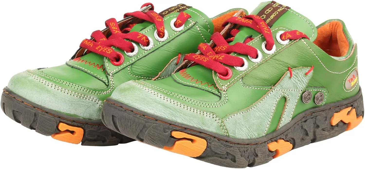 TMA EYES Women's Flat Shoes Lace-Up Casual Fashion Comfortable Leather Shoes