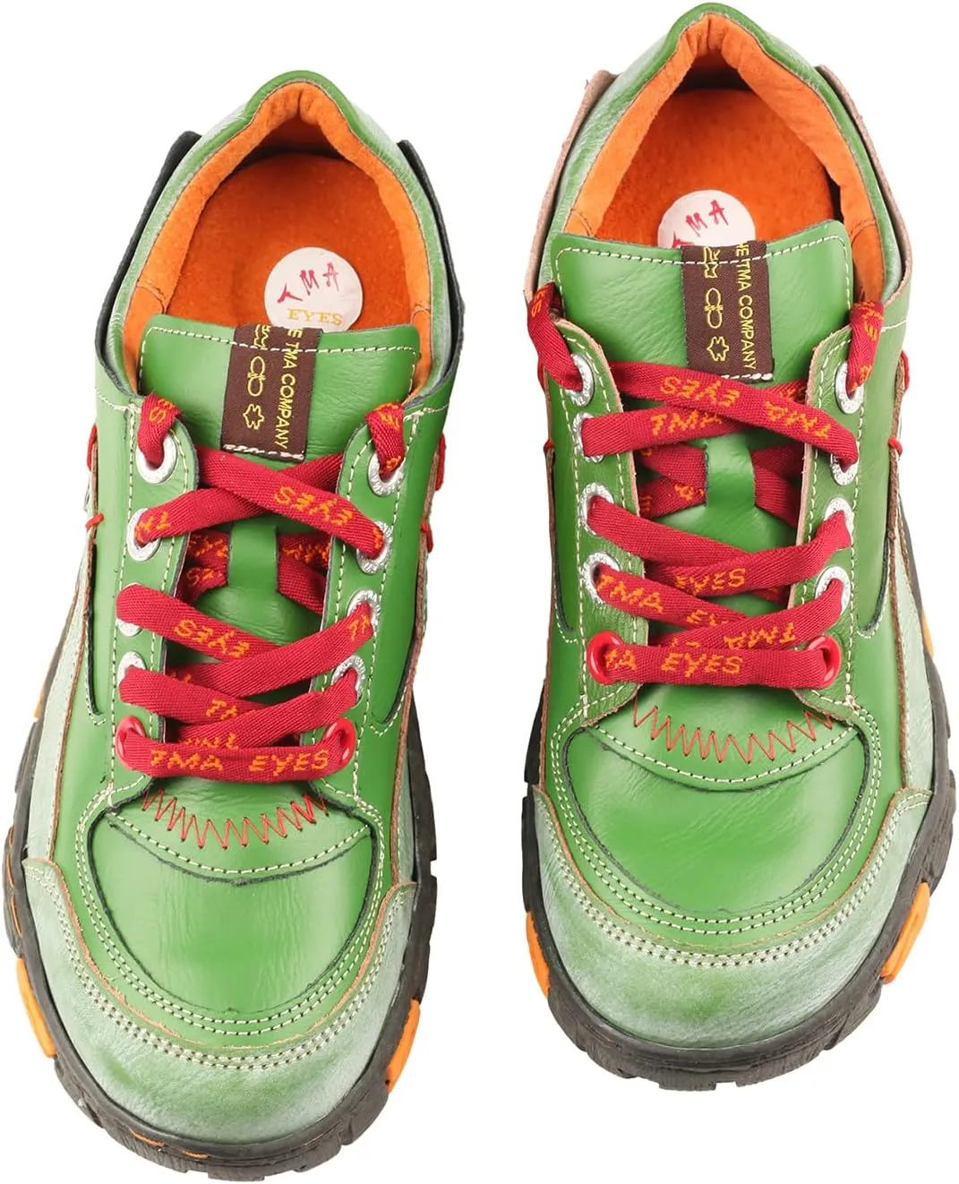 TMA EYES Women's Flat Shoes Lace-Up Casual Fashion Comfortable Leather Shoes