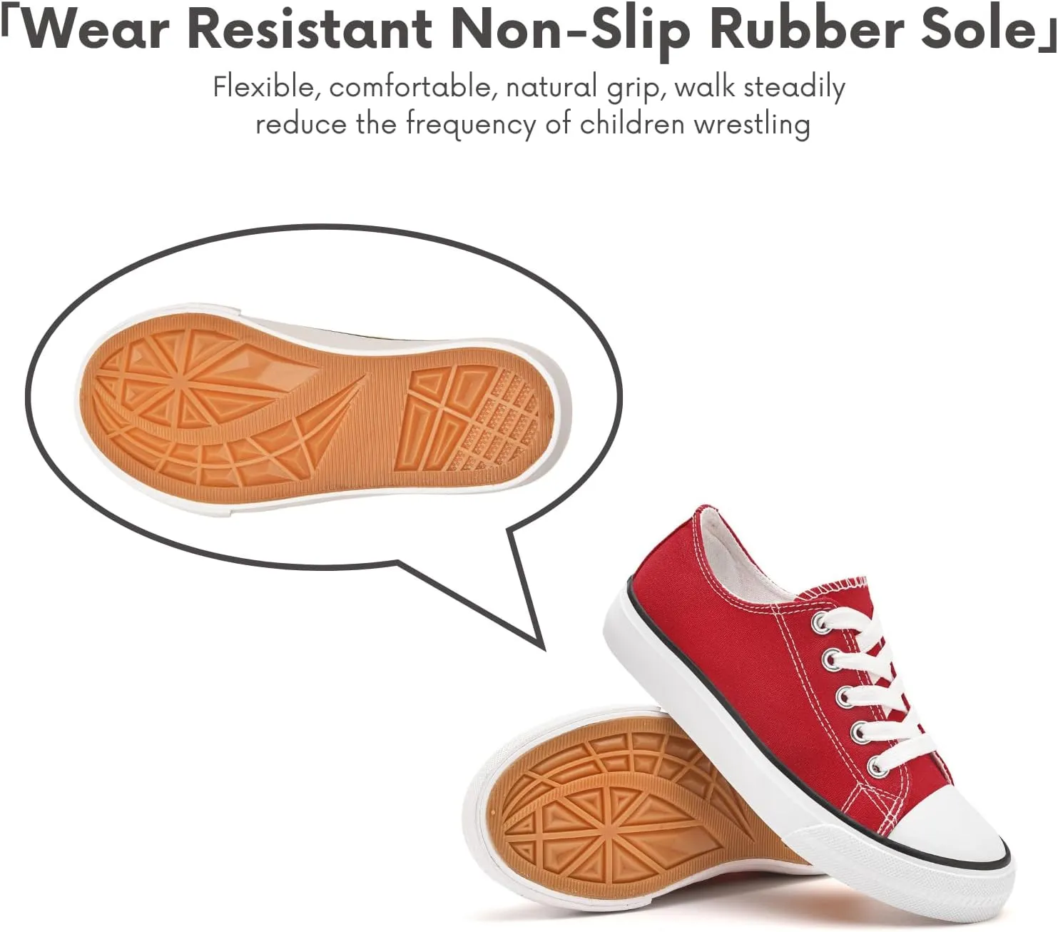 Toddler Canvas Sneakers, Non-Slip & Durable Sports Shoes for Boys & Girls, Cushioned, Breathable Kids Sneakers