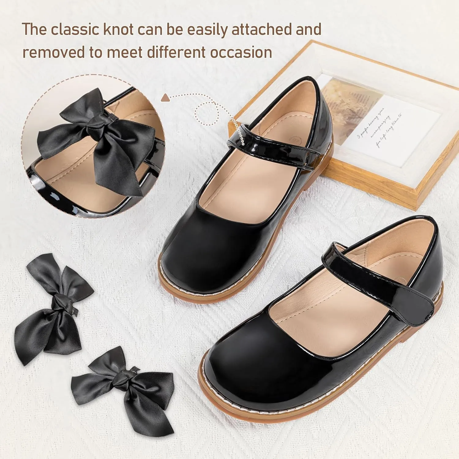 Toddler Girl Dress Shoes Bow Knot Mary Jane Flat Shoes Little Girl Wedding Party School Church Shoes
