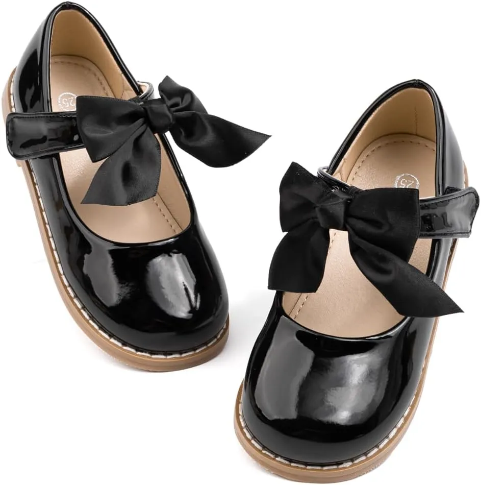 Toddler Girl Dress Shoes Bow Knot Mary Jane Flat Shoes Little Girl Wedding Party School Church Shoes