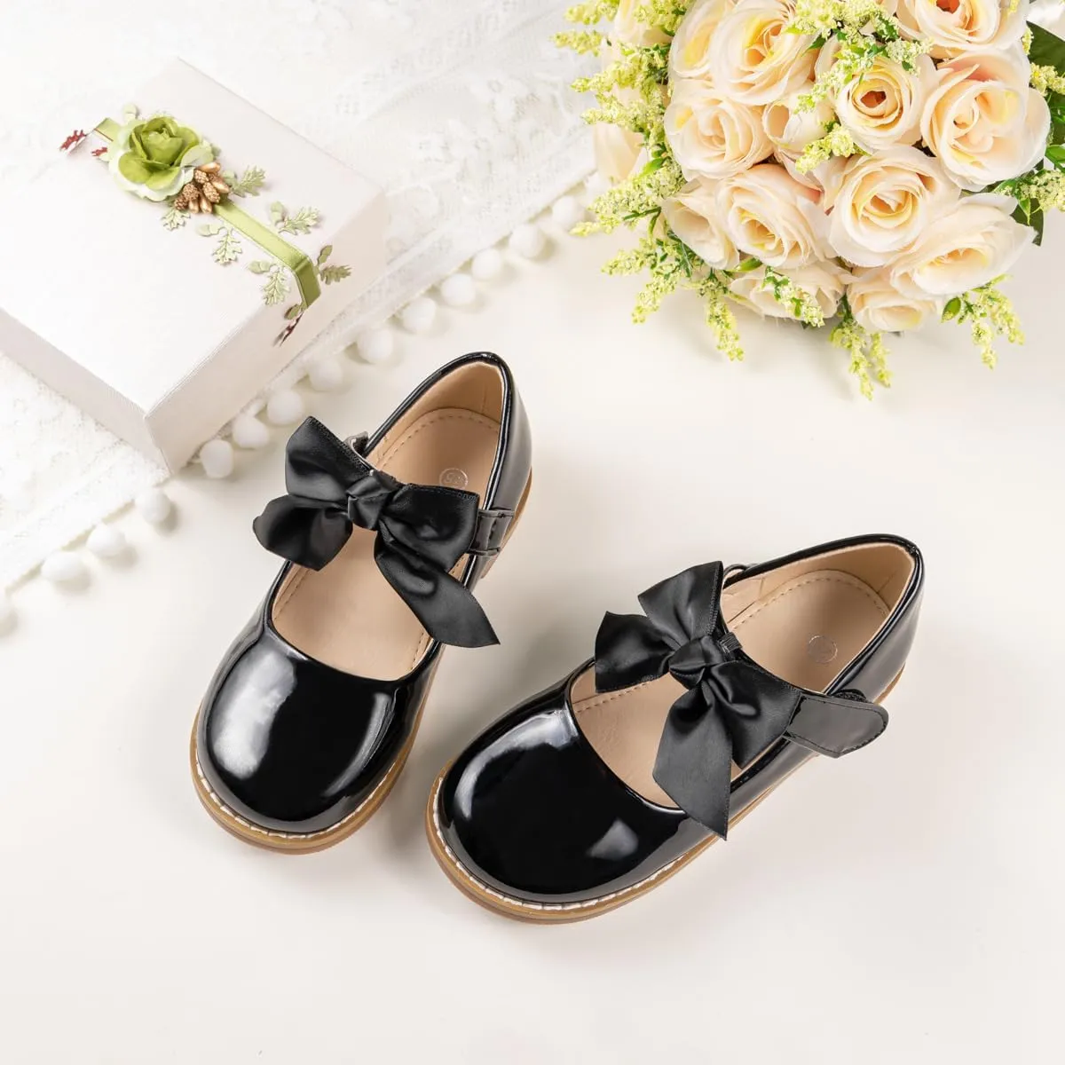 Toddler Girl Dress Shoes Bow Knot Mary Jane Flat Shoes Little Girl Wedding Party School Church Shoes