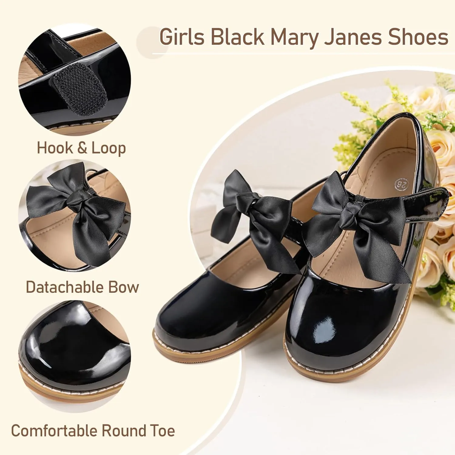 Toddler Girl Dress Shoes Bow Knot Mary Jane Flat Shoes Little Girl Wedding Party School Church Shoes
